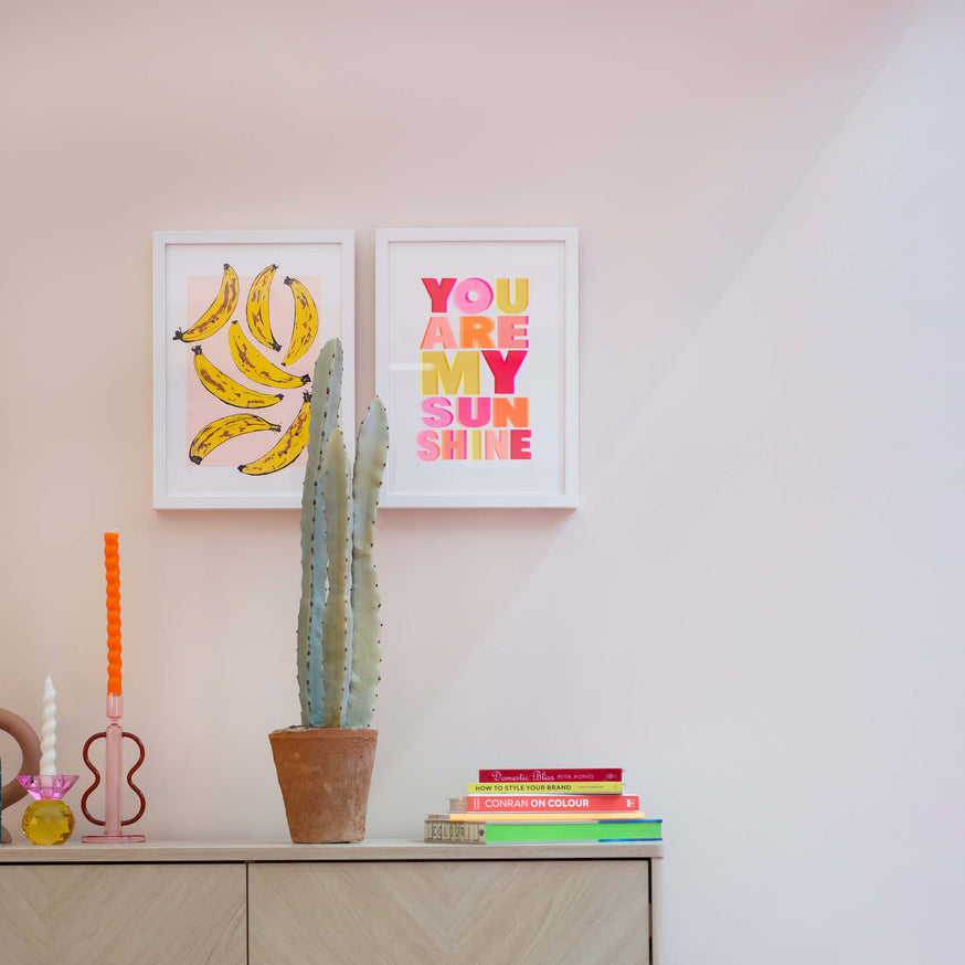 Bedroom walls in Peach Baby|Marzia Lawson mood board with Jemima and Balloon Ride.