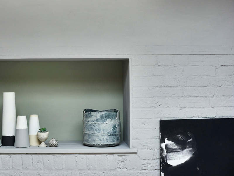 Painted brick - refresh January.|White Clay portrait|Earthborn social - south facing|Skipper in a south facing room.|Earthborn 2013 LA Diner|Nursery painted in Hippo Hooray|Colour swatches on wall.|South facing room - split image