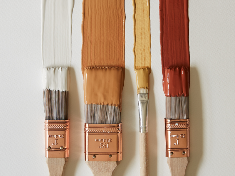Clay colours and brush out flat lay.|Clay colour drops|White paint - bedroom.|Clay mood board.|White paint colours