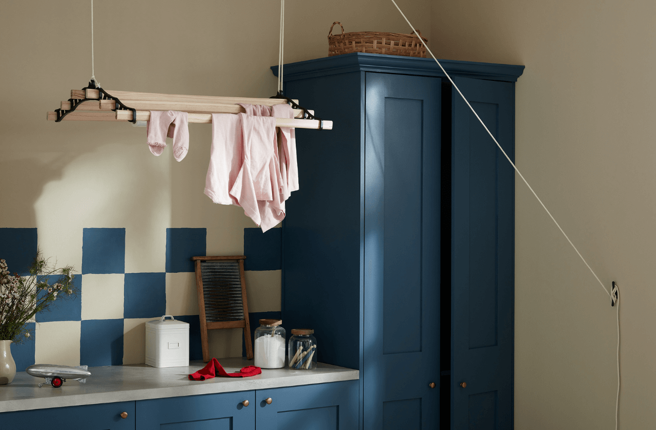 Crocky Road and Balloon Ride Inspiration|Crocky Road and Balloon Ride in a laundry room|Crocky Road and Can-Can in a living room|Claypaint moodbaord of Secret Room and Crickt.|