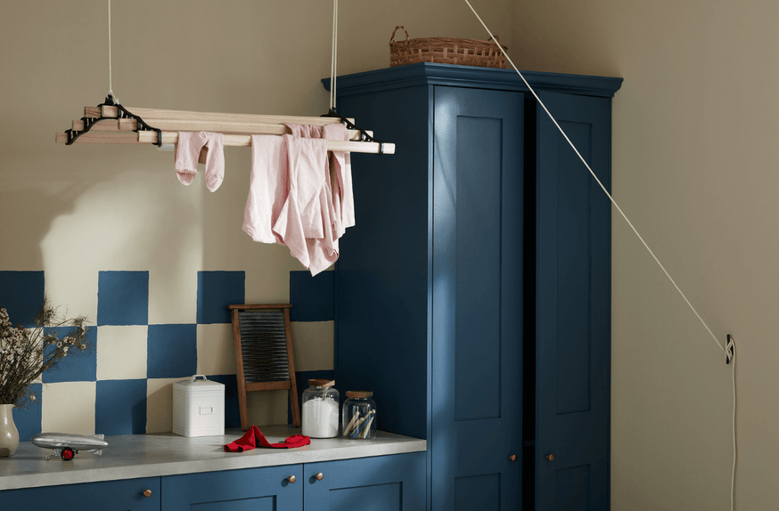 Crocky Road and Balloon Ride Inspiration|Crocky Road and Balloon Ride in a laundry room|Crocky Road and Can-Can in a living room|Claypaint moodbaord of Secret Room and Crickt.|