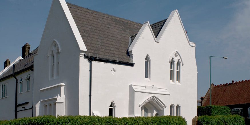 Ecopro Silicate Masonry Paint used on Paddington Cemetery restoration project|Paddington Cemetery|Before and After restoration work at the West Lodge|The West Lodge at Paddington Cemetery was painted in Earthborn silicate Masonry Paint