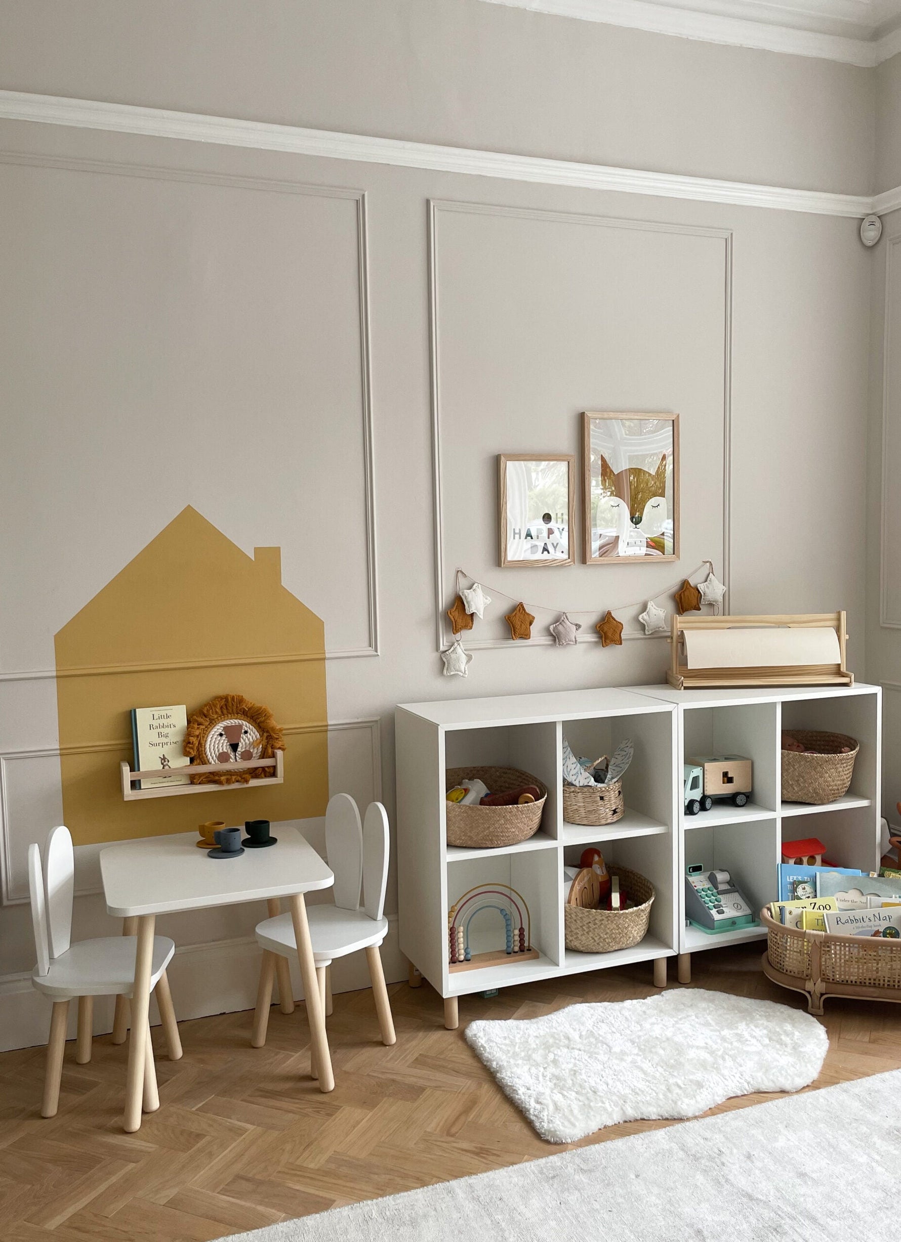 Feather Pillow and Humpty Dumpty Living Room Play Area|Living Room Play Area|Living room painted in Feather Pillow.