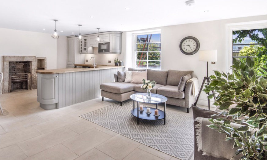 Jamie Barrow Living Room|Bath property makeover.|Before and after of a Grade listed property makeover.|Listed property makeover - Real Homes.|Before and after of a lounge and kitchen - Kitchen Living.|Before and after of a lounge and kitchen.|Before and A