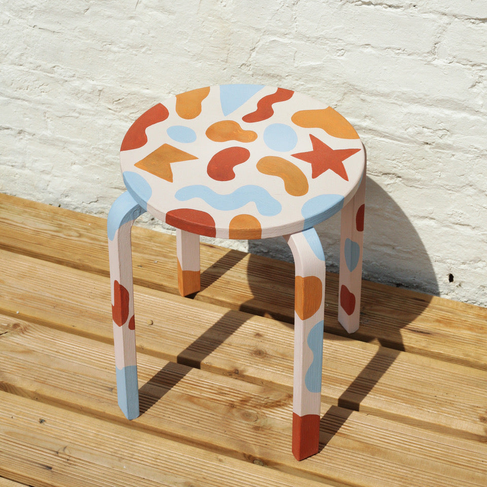 Melanie Johnsson stool painted in Flower Pot, Freckle, and Dorothy.