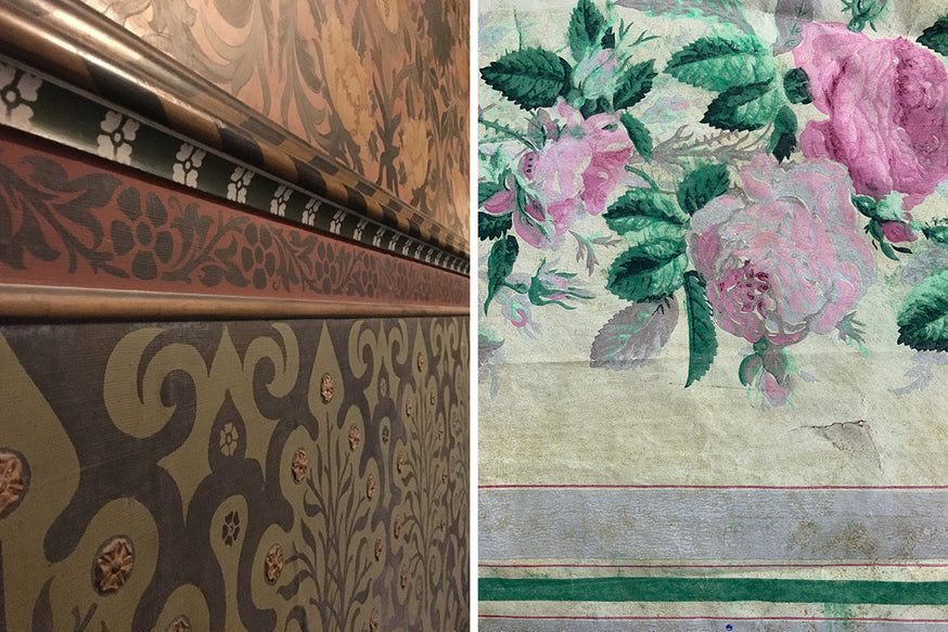 Victorian patterns.|Victorian paint colours - close up|Victorian paint colour drops.|Victorian paint colours split image.|Victorian paint colours