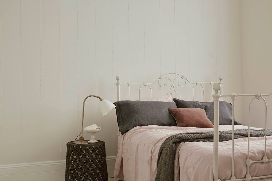 White Clay in north facing room.|Sandy Castle Kitchen.|Up Up Away and Peach Baby - north facing room painted in breathable Claypaint.|Back to White