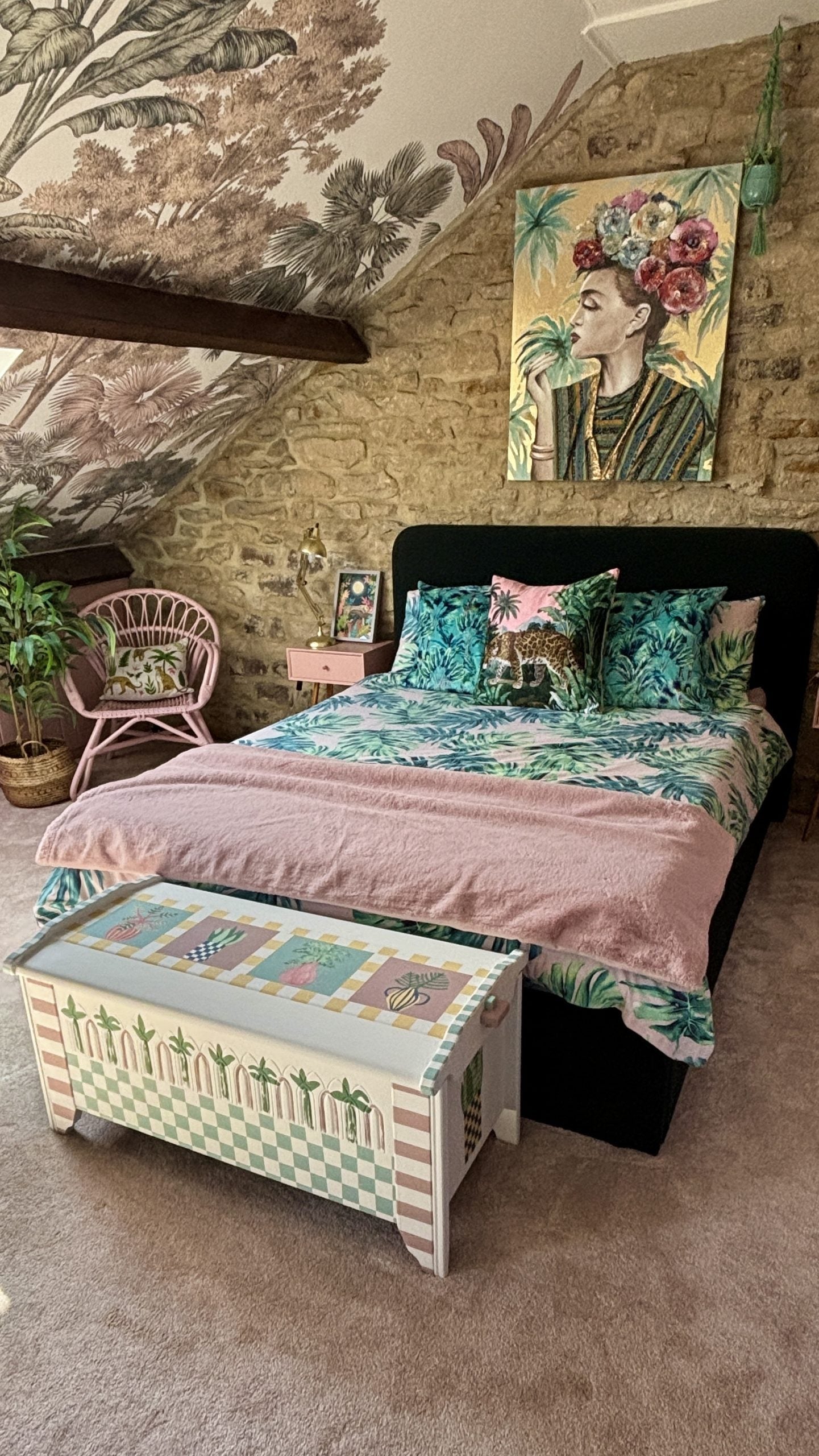 Upcycling project of a wooden chest in a bedroom.|The painted inside of a doll house.|Eco Chic upcycling project of a doll house.|Bookshelf painted in Eco Chic in the colour Humpty Dumpty.|Real homes bookshelf upcycling project.