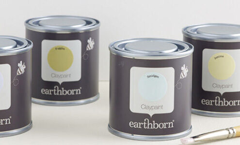 Earthborn Claypaint tin display.