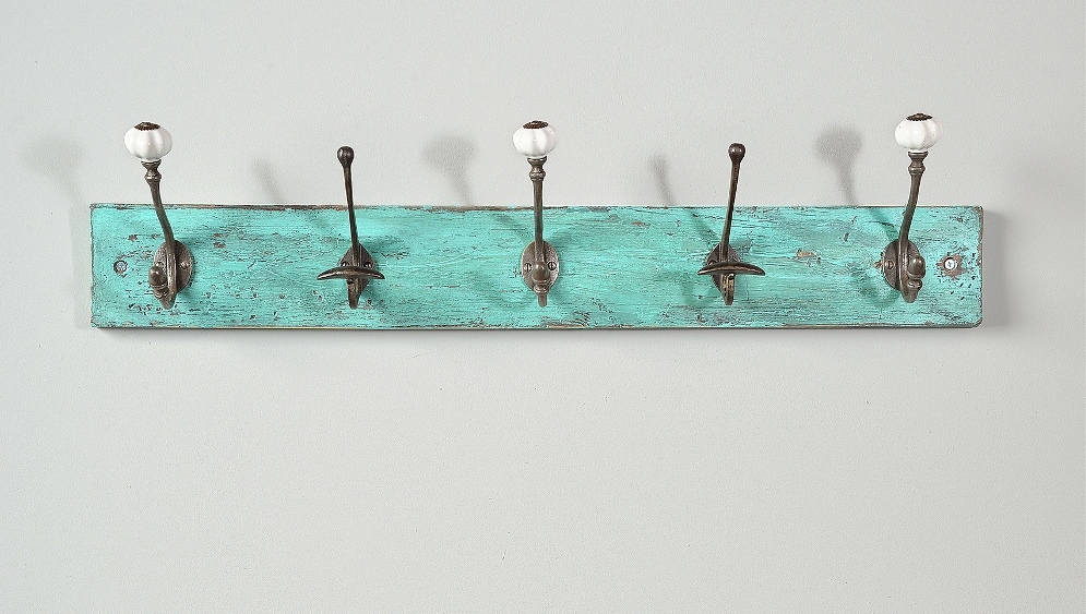 Earthborn DIY upcycle project coat hooks using The Lido turquoise paint colour