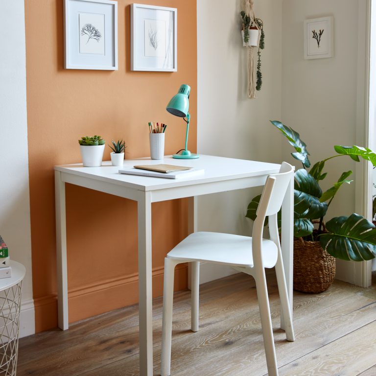 Home office with Freckle coloured wall