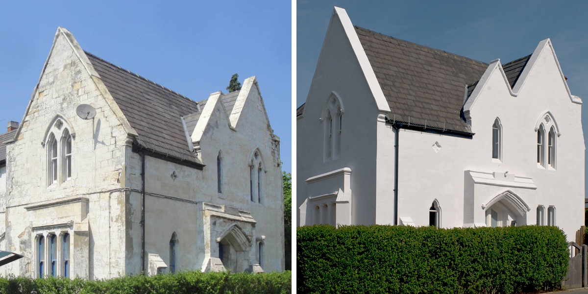 Before and After restoration work at the West Lodge Before and After restoration work at the West Lodge