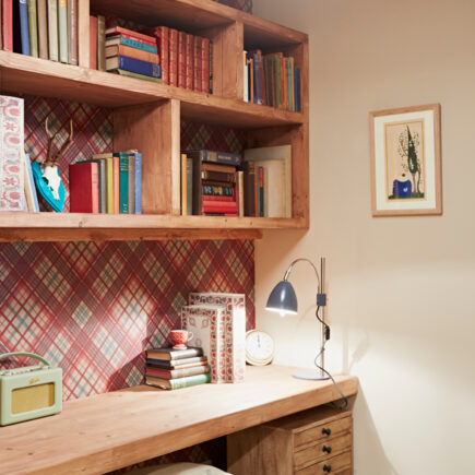 Little Rascal is a warm beige that's perfect for a home office or study