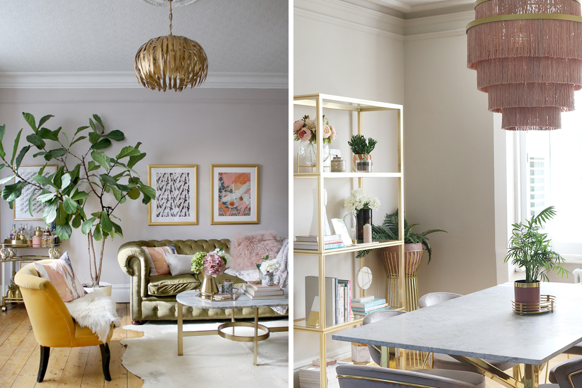 Kimberly from Swoonworthy's living room and dining room featruing Earthborn's neutral paint colours