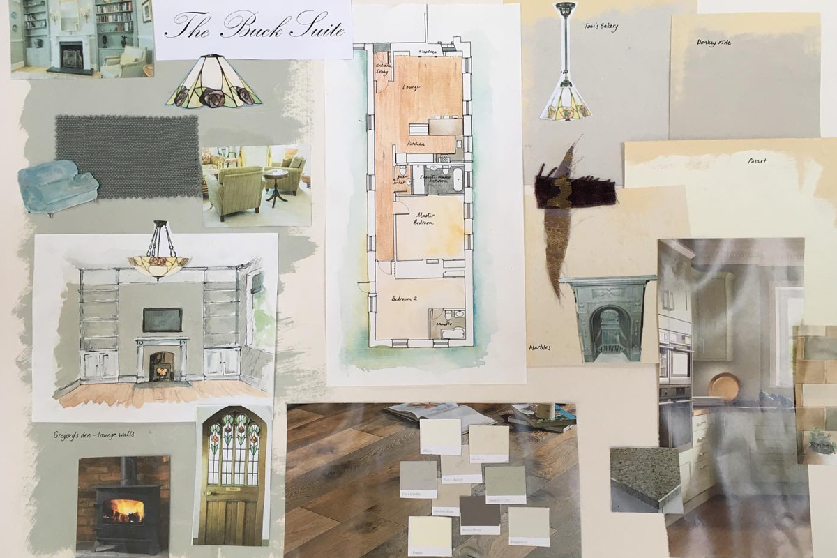 Moodboard by Helen Philips of Moreton House Devon features Earthborn colours