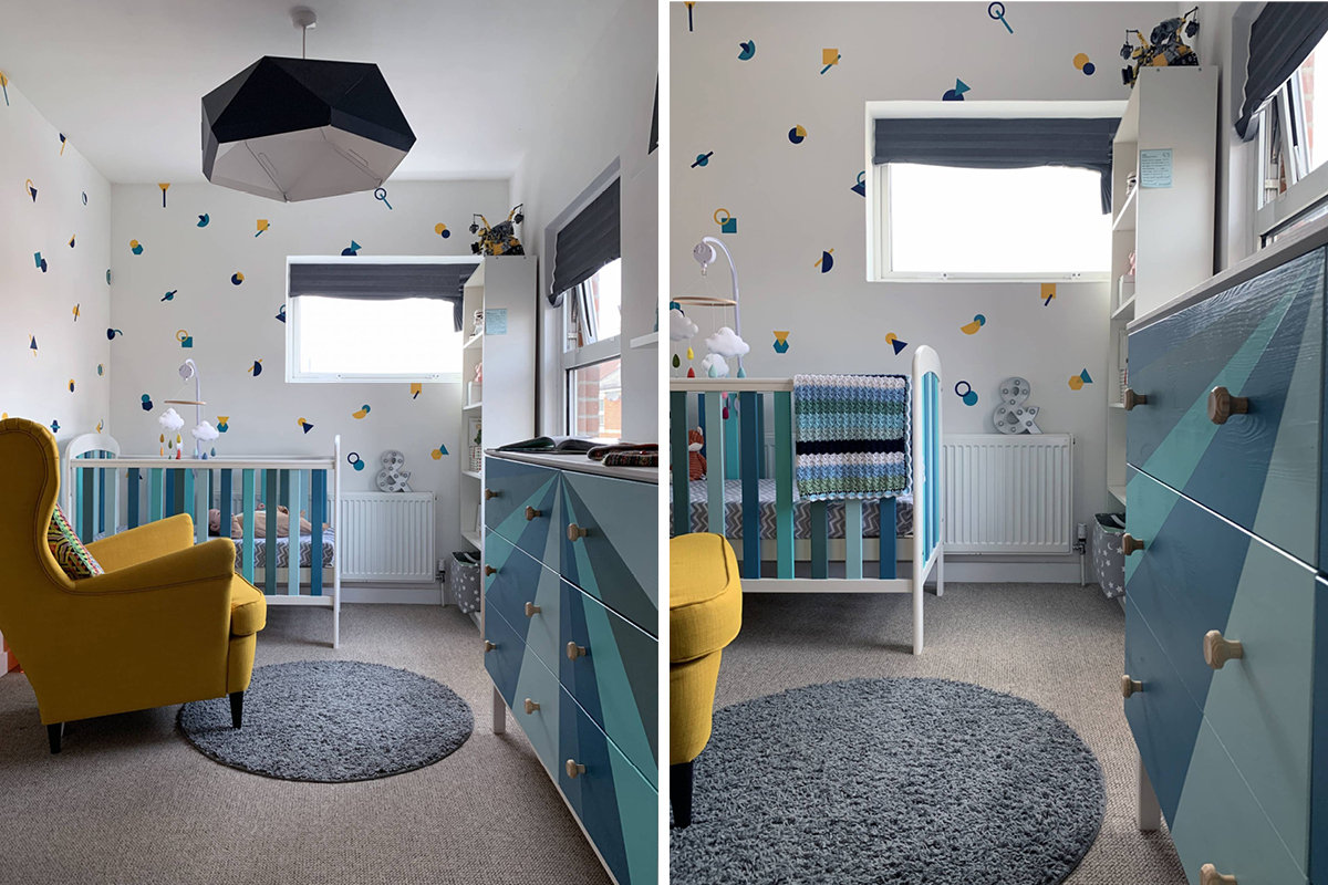 Our hardwearing baby-safe paint Eggshell No.17 added personality to this colourful nursery