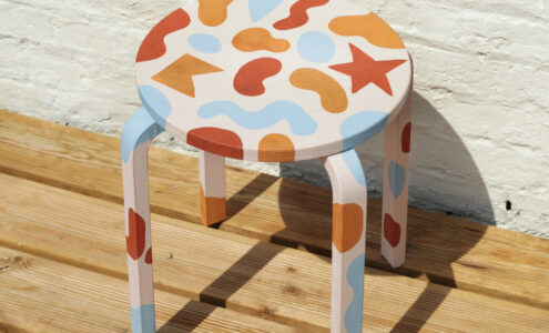 Melanie Johnsson stool painted in Flower Pot, Freckle, and Dorothy.