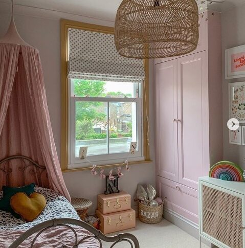 Rosie Posie gives these built in cupboards a colourful twit in this stylish kid's bedroom