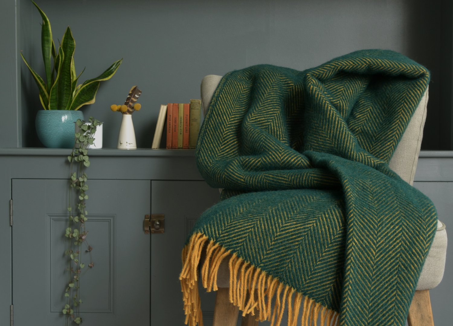 The British Blanket Company On Art, Emerald Green Throws For Sofas
