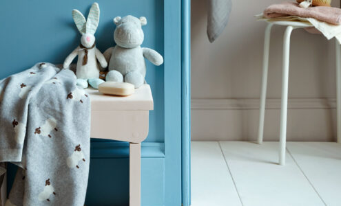 Baby bathroom in Paw Print and Polka Dot Claypaint.