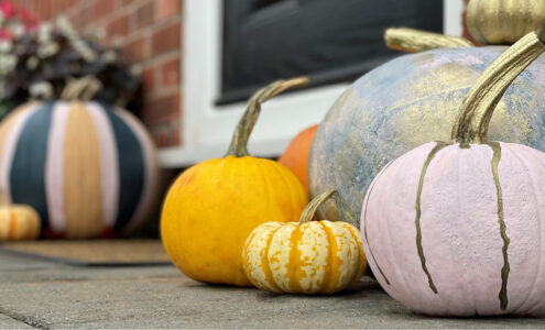 Painted pumpkins.