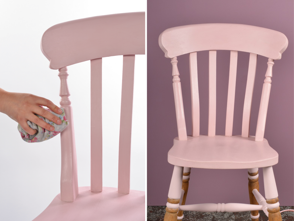 Chair painted using Eco Chic in shade Rosie Posie