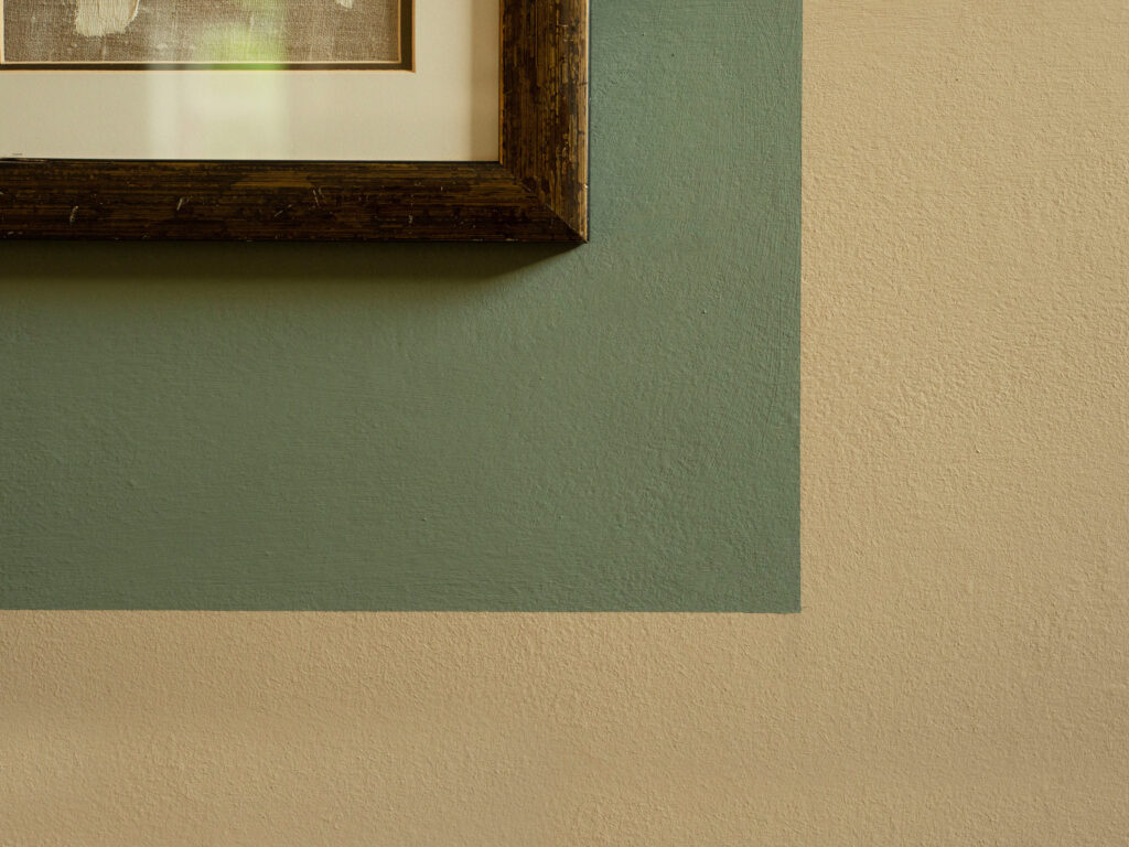 Sunday Stroll used to create a colour block around a frame. Little Rascal used on the walls.