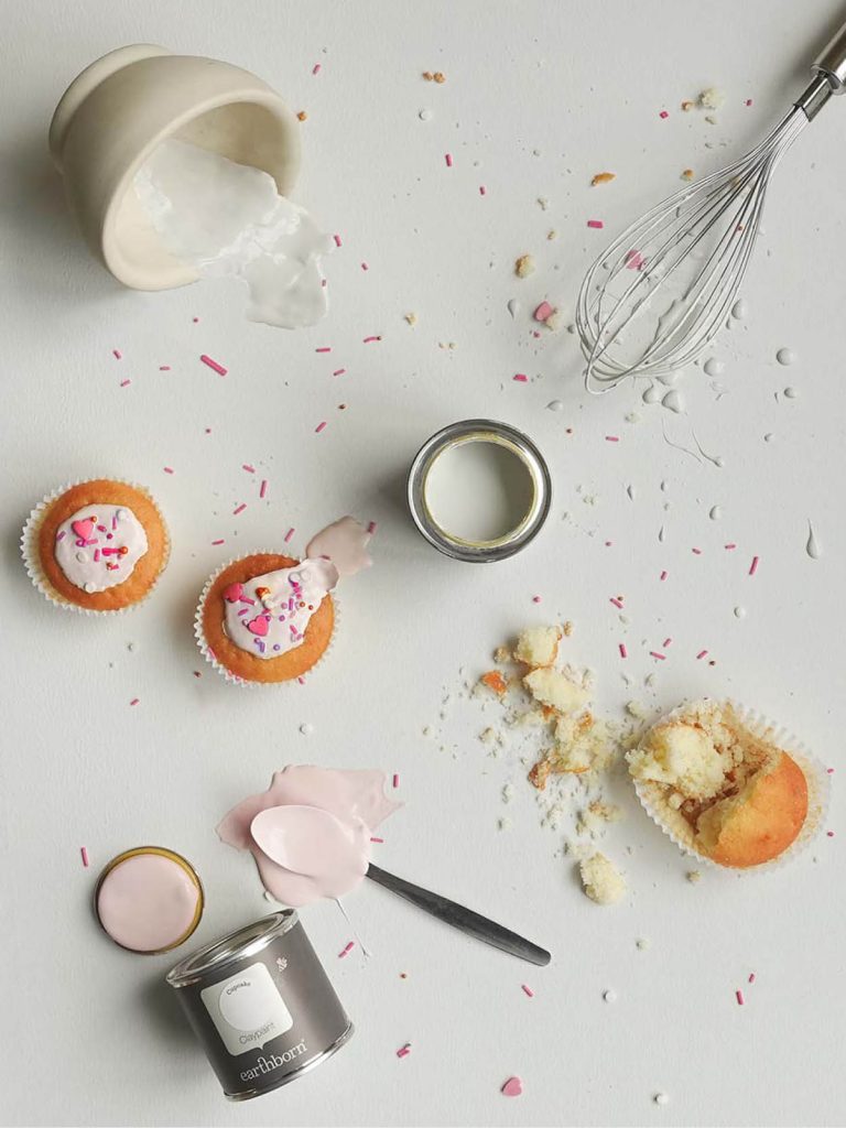 A baking themed mood board with Earthborn paint.