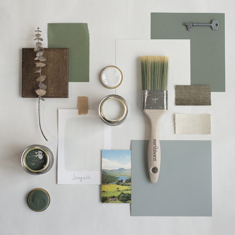 Moodboard: Hopscotch Comforting colour scheme featuring Secret Room, Grassy, Seagull