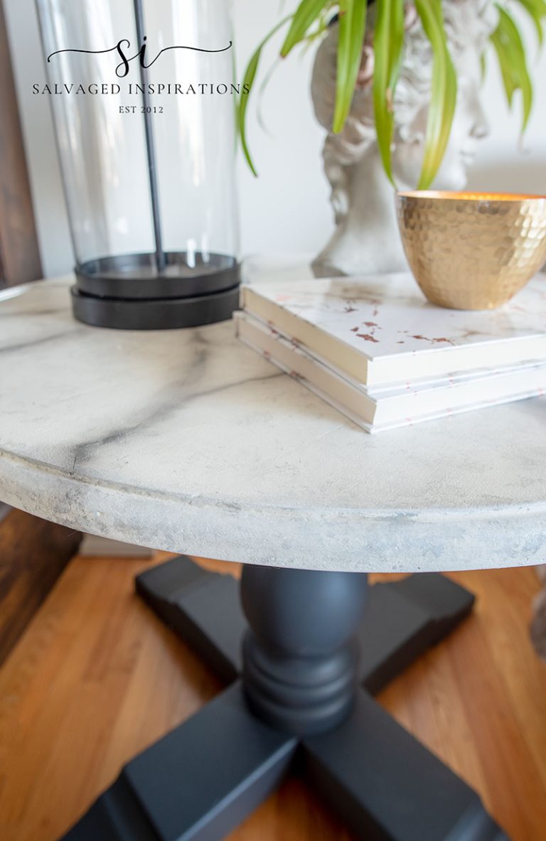 Side Table Painted in Faux Marble Finish salvaged inspirations.