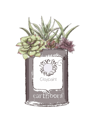 Claypaint tin with plants