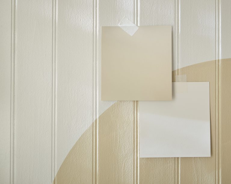 Crocky Road panelling in Eggshell No.17 with painted swatches.